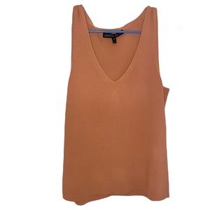 Lafayette 148 Knit Plunge Sleeveless Top in Clay